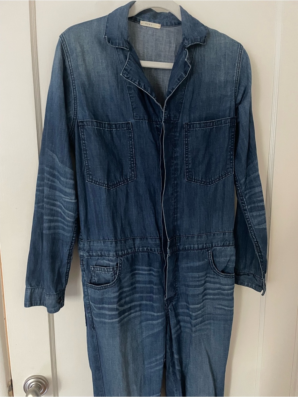 6397 Blue Denim Long-sleeve Jumpsuit